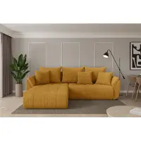 ALTDECOR Ecksofa mit Schlaffunktion und Bettkasten - TOKO-L - 277x194x86 - Senfgelb - Corner Sofa Eckcouch Couch L-Form, links/rechts angeordnet, Schlafcouch Ausziehbar Wohnlandschaft