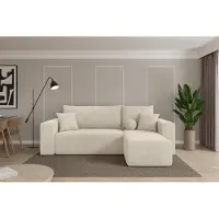 ALTDECOR Ecksofa mit Schlaffunktion und Bettkasten - SENO-L - 249x139x85 - Creme - Corner Sofa Eckcouch Couch L-Form, links/rechts angeordnet, Schlafcouch Ausziehbar Wohnlandschaft