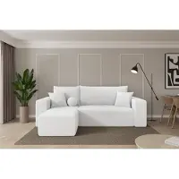 ALTDECOR Ecksofa mit Schlaffunktion und Bettkasten - SENO-L - 249x139x85 - Weiß - Corner Sofa Eckcouch Couch L-Form, links/rechts angeordnet, Schlafcouch Ausziehbar Wohnlandschaft