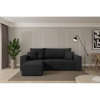 ALTDECOR Ecksofa mit Schlaffunktion und Bettkasten - SENO-L - 249x139x85 - Schwarz - Corner Sofa Eckcouch Couch L-Form, links/rechts angeordnet, Schlafcouch Ausziehbar Wohnlandschaft