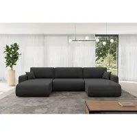 ALTDECOR Ecksofa - BERY-U - 377x193x88 - Dunkelgrau - Corner Sofa Eckcouch Couch U-Form, Schlafcouch Ausziehbar Wohnlandschaft