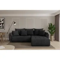 ALTDECOR Ecksofa mit Schlaffunktion und Bettkasten - TOKO-L - 277x194x86 - Schwarz - Corner Sofa Eckcouch Couch L-Form, links/rechts angeordnet, Schlafcouch Ausziehbar Wohnlandschaft