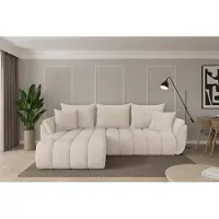 ALTDECOR Ecksofa mit Schlaffunktion und Bettkasten - TOKO-L-v1 - 277x194x86 - Beige - Corner Sofa Eckcouch Couch L-Form, links/rechts angeordnet, Schlafcouch Ausziehbar Wohnlandschaft