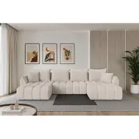 ALTDECOR Ecksofa - TOKO-U-v1 - 378x194x86 - Creme - Corner Sofa Eckcouch Couch U-Form, Schlafcouch Ausziehbar Wohnlandschaft