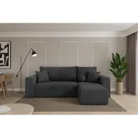 ALTDECOR Ecksofa mit Schlaffunktion und Bettkasten - SENO-L - 249x139x85 - Dunkelgrau - Corner Sofa Eckcouch Couch L-Form, links/rechts angeordnet, Schlafcouch Ausziehbar Wohnlandschaft