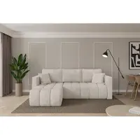 ALTDECOR Ecksofa mit Schlaffunktion und Bettkasten - GARD-L - 226x146x85 - Creme - Corner Sofa Eckcouch Couch L-Form, links/rechts angeordnet, Schlafcouch Ausziehbar Wohnlandschaft