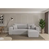 ALTDECOR Ecksofa mit Schlaffunktion und Bettkasten - SENO-L - 249x139x85 - Hellgrau - Corner Sofa Eckcouch Couch L-Form, links/rechts angeordnet, Schlafcouch Ausziehbar Wohnlandschaft