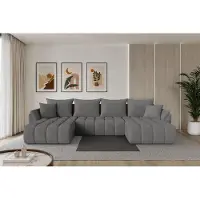 ALTDECOR Ecksofa - TOKO-U-v1 - 378x194x86 - Grau - Corner Sofa Eckcouch Couch U-Form, Schlafcouch Ausziehbar Wohnlandschaft