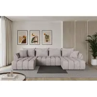 ALTDECOR Ecksofa - TOKO-U-v1 - 378x194x86 - Hellgrau - Corner Sofa Eckcouch Couch U-Form, Schlafcouch Ausziehbar Wohnlandschaft