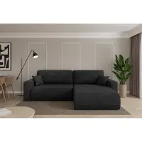ALTDECOR Ecksofa mit Schlaffunktion und Bettkasten - BERY-L - 276x193x88 - Schwarz - Corner Sofa Eckcouch Couch L-Form, links/rechts angeordnet, Schlafcouch Ausziehbar Wohnlandschaft