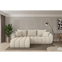 ALTDECOR Ecksofa mit Schlaffunktion und Bettkasten - TOKO-L-v1 - 277x194x86 - Creme - Corner Sofa Eckcouch Couch L-Form, links/rechts angeordnet, Schlafcouch Ausziehbar Wohnlandschaft