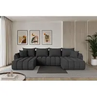 ALTDECOR Ecksofa - TOKO-U-v1 - 378x194x86 - Dunkelgrau - Corner Sofa Eckcouch Couch U-Form, Schlafcouch Ausziehbar Wohnlandschaft
