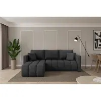 ALTDECOR Ecksofa mit Schlaffunktion und Bettkasten - GARD-L - 226x146x85 - Dunkelgrau - Corner Sofa Eckcouch Couch L-Form, links/rechts angeordnet, Schlafcouch Ausziehbar Wohnlandschaft