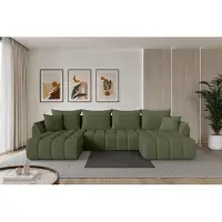 ALTDECOR Ecksofa - TOKO-U-v1 - 378x194x86 - Grün - Corner Sofa Eckcouch Couch U-Form, Schlafcouch Ausziehbar Wohnlandschaft