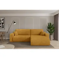 ALTDECOR Ecksofa mit Schlaffunktion und Bettkasten - BERY-L - 276x193x88 - Senfgelb - Corner Sofa Eckcouch Couch L-Form, links/rechts angeordnet, Schlafcouch Ausziehbar Wohnlandschaft