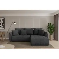 ALTDECOR Ecksofa mit Schlaffunktion und Bettkasten - TOKO-L - 277x194x86 - Dunkelgrau - Corner Sofa Eckcouch Couch L-Form, links/rechts angeordnet, Schlafcouch Ausziehbar Wohnlandschaft