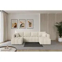 ALTDECOR Ecksofa - GARD-U - 300x146x85 - Beige - Corner Sofa Eckcouch Couch U-Form, Schlafcouch Ausziehbar Wohnlandschaft