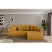 ALTDECOR Ecksofa mit Schlaffunktion und Bettkasten - TOKO-L - 277x194x86 - Senfgelb - Corner Sofa Eckcouch Couch L-Form, links/rechts angeordnet, Schlafcouch Ausziehbar Wohnlandschaft