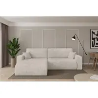 ALTDECOR Ecksofa mit Schlaffunktion und Bettkasten - BERY-L - 276x193x88 - Creme - Corner Sofa Eckcouch Couch L-Form, links/rechts angeordnet, Schlafcouch Ausziehbar Wohnlandschaft