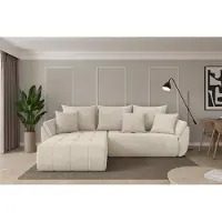 ALTDECOR Ecksofa mit Schlaffunktion und Bettkasten - TOKO-L - 277x194x86 - Creme - Corner Sofa Eckcouch Couch L-Form, links/rechts angeordnet, Schlafcouch Ausziehbar Wohnlandschaft