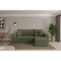ALTDECOR Ecksofa mit Schlaffunktion und Bettkasten - SENO-L - 249x139x85 - Grün - Corner Sofa Eckcouch Couch L-Form, links/rechts angeordnet, Schlafcouch Ausziehbar Wohnlandschaft