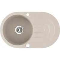Laveo BADLAND Spülbecken Granitspüle Einzelbecken Dafne 47x78 Beige mit langer Ablaufplatte | Siphon im SET!