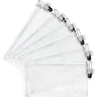 Merkloos Etui 21.5 x 11 cm, 6er-Set, transparentes Nylon, für Schule