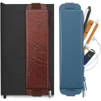 Merkloos Stiftehalter 2-teilig, PolyurethanMaterial, elastisches Band, Reißverschluss, für Notizbuch, Schulsachen, 8 bis 11