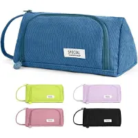 Merkloos Cord Etui blau, 2 Fächer, für Schule