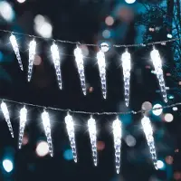 Peviasot Eiszapfen Lichterkette LED 2er Set 40 LEDs 5M Kaltweiß Weihnachten Deko Weihnachtsdeko Eisregen Fenster Beleuchtung 8 Modi
