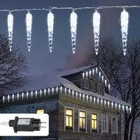 Peviasot Eiszapfen Lichterkette 5 m 40 LED, 8 Leuchtmodi, kaltweiß Weihnachtsbeleuchtung Deko für Fenster