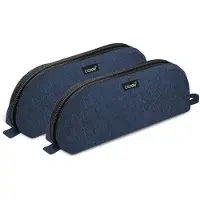 Merkloos Federmäppchen Set von 2, Geräumig, Blau, Für 30+ Stifte, Robustes Material, Für Büro und Schule