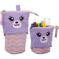 Merkloos 2-in-1 Teleskop Stiftetui, Fluffy Bär Design, 18 x 13 x 6 cm, Für Jungen und Mädchen, Für Schule