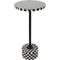 Kare Design Beistelltisch Domero Chess Weiß/Schwarz, Durchmesser 25cm, Wohnzimme