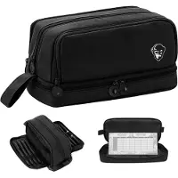 Merkloos Multipocket XL Federmäppchen, extra groß, schwarz, für Schule und Universität, mit mehreren Fächern