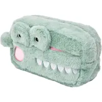Merkloos Plüsch Etui, Krokodil Muster, 21x13x5 cm, Grüne Farbe, für Kinder