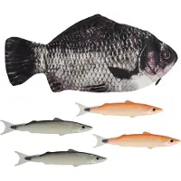 Merkloos Federmäppchen Fischform, mit 4 bunten Stiften, schwarz, gepolstertes Innenfutter, für Schule