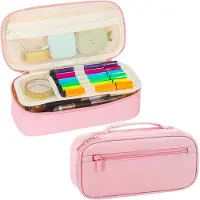Merkloos Federmäppchen Rosa, Große Kapazität, 9 x 4,3 x 2,4 Zoll, Für bis zu 80 Stifte, Für Schule