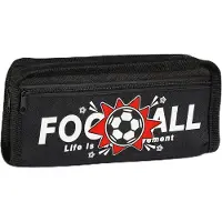 Merkloos Fussball Stifteetui, Doppelreißverschluss, 21 x 5 x 10 cm, Schwarz-Weiß Fußballmuster, Wasserdicht Oxford