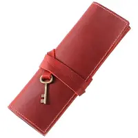 Merkloos Omgoods – Stiftekontainer mit großer Kapazität – Lederrolle – Handgefertigt – Einzigartige Verarbeitung – r Vintage-Stil – Für Studenten und Künstler – Stiftekontainer