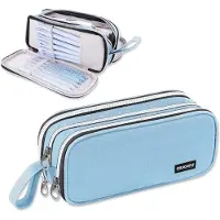 Merkloos Federmäppchen, Große Kapazität, 3 Fächer, Wasserdicht Nylon, für Schule und Reisen