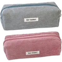 Merkloos Stiftetui 2er Set, Waschbar, Tragbar, 19 x 7 x 6 cm, Grau und Rosa