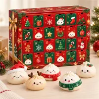 Traumheim Weihnachtskalender mit 24 Squishy Figuren im Christmas-Bao-Stil kleine Überraschungen als Geschenk für die Adventszeit