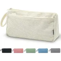 Merkloos Federmäppchen, große Corduroy, 22,5 x 6,5 x 11 cm, beige, für Schule und Büro