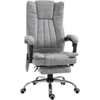 Fortuna Lai Massage Stuhl Bürostuhl Massagesessel Heizfunktion Liegefunktion Massagefunktion Fußstütze Dicke Polsterung Grau 62 x 67 x 113-120 cm