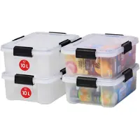 IRIS OHYAMA Luftdichte Kunststoff-Aufbewahrungsboxen mit Deckel, 10L, 4er-Set, T