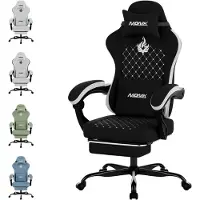StarTech.com Gaming Stuhl - Ergonomischer Bürostuhl - Hohe Rückenlehne - Verstellbar mit Fußstütze - Neigbar zum Liegen - Höhenverstellbar - Drehbar mit Rollen - Gepolsterter Sitz - Blau Weiß
