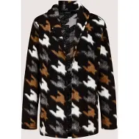 MADELEINE Langarmshirt "Shirt Shirtjacke mit Hahnentrittmuster", Damen, Gr. 46, bunt (braun, schwarz, multicolor), Modern, gerade, V-Ausschnitt, Shirts Langarmshirt