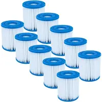 VHBW 10x Filterkartusche kompatibel mit Intex 28201EH Metal Frame Pool, 28602, 28601, 28601EG Swimmingpool, Filterpumpe - Wasserfilter Blau Weiß