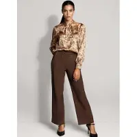 MADELEINE Langarmbluse "Bluse Schluppenbluse mit Blütenprint", Damen, Gr. 34, beige (beige, melange, dunkeltaupe), Modern, regular fit, hoch geschlossener Ausschnitt, Blusen Langarmbluse